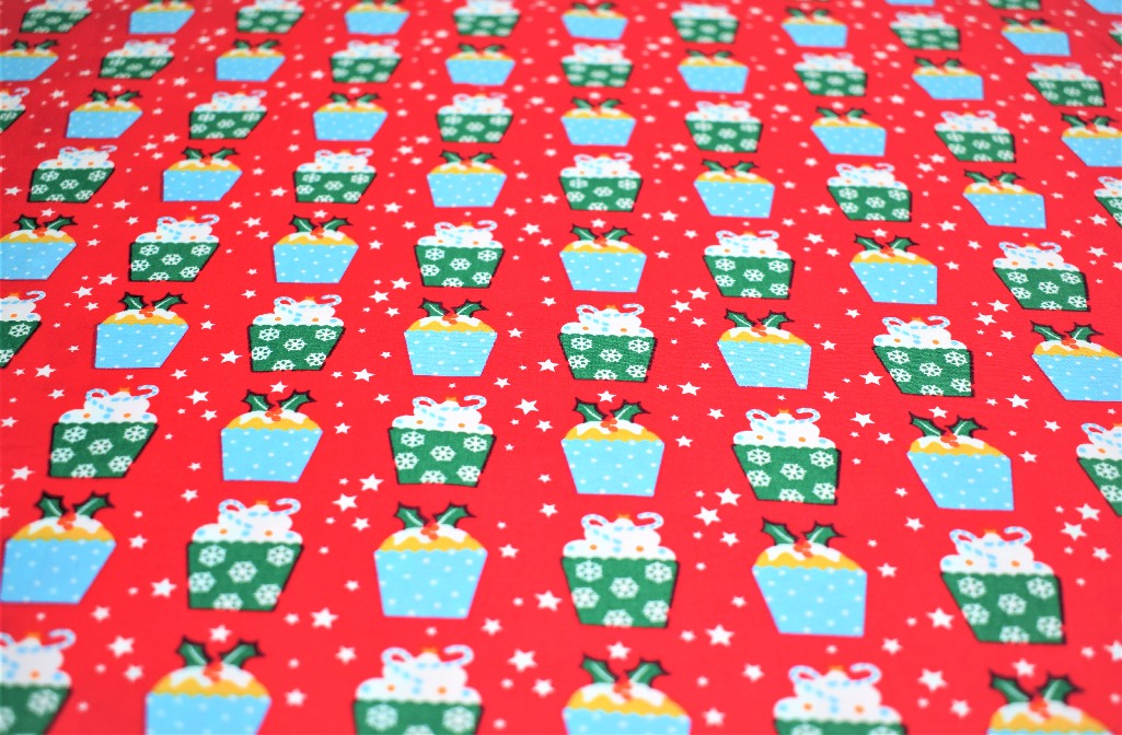 Red Cotton Christmas Cupcakes